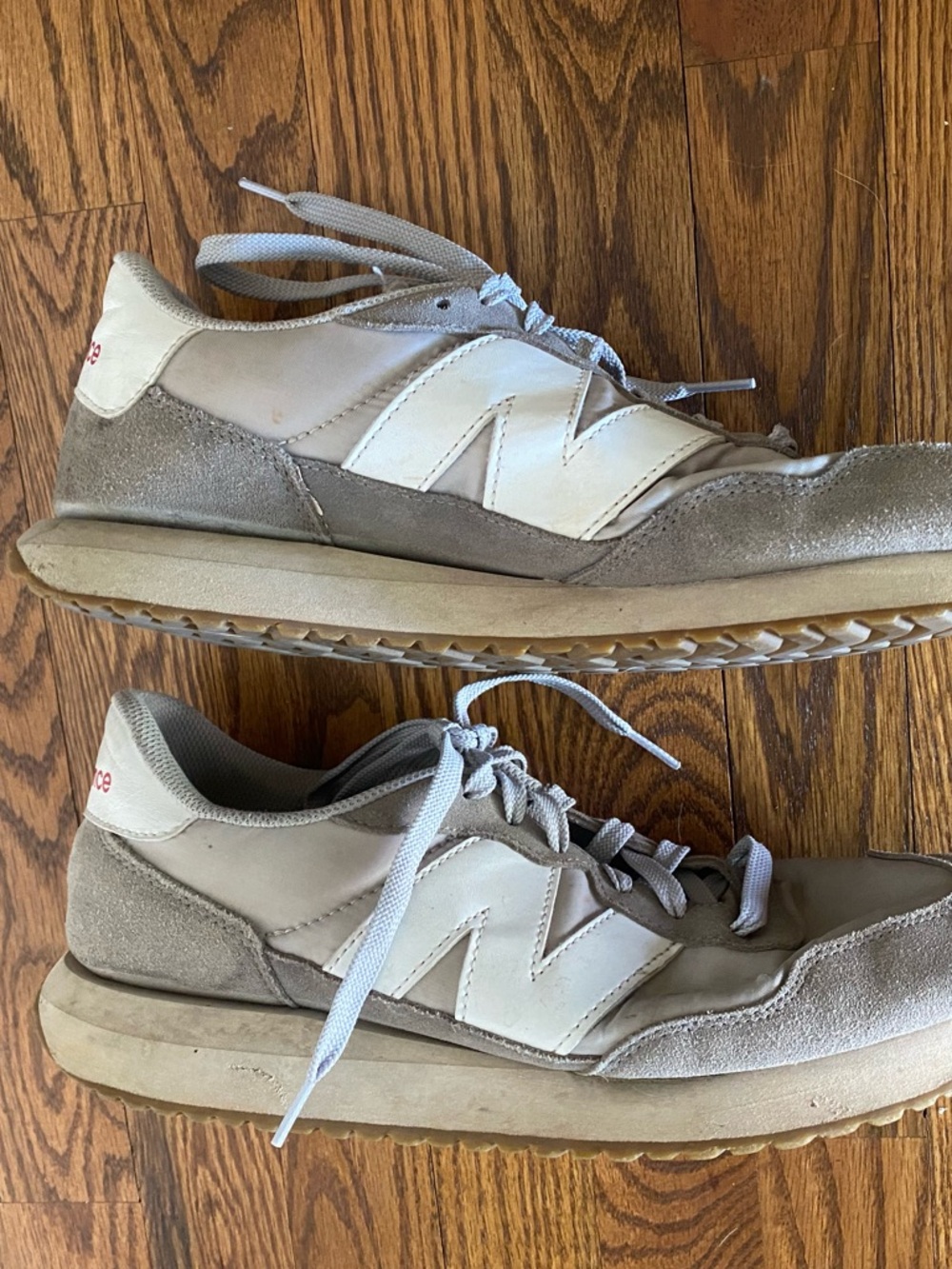 New Balance Men's Suede & Leather Sneakers in Light Gray and White - Picture 4 of 7